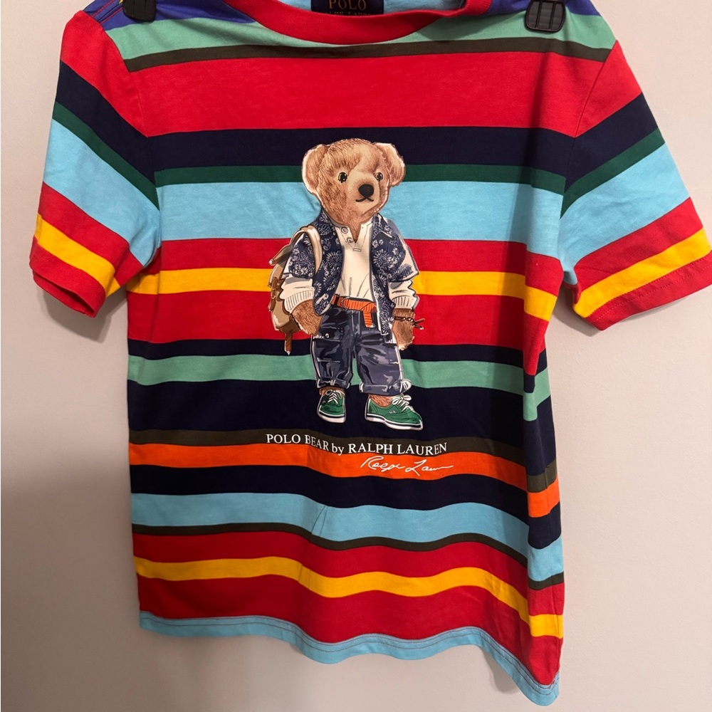 Polo by Ralph Lauren Kids Colorful Striped Bear Tee
